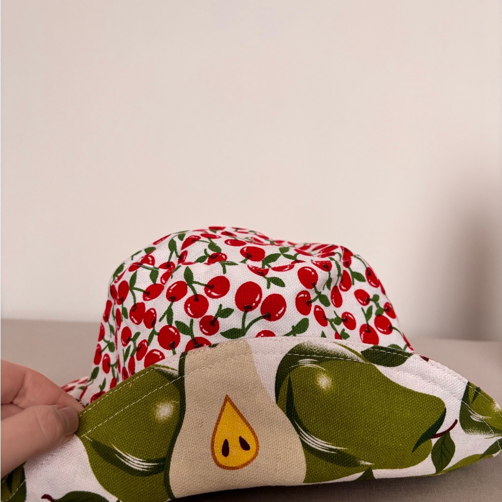 Reversible fruit print bucket hat